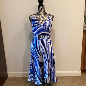 100% Silk Blue Jones New York wrap Dress Sz 8
